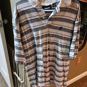 Ashworth Men's Polo Shirt - Black and White Stripes